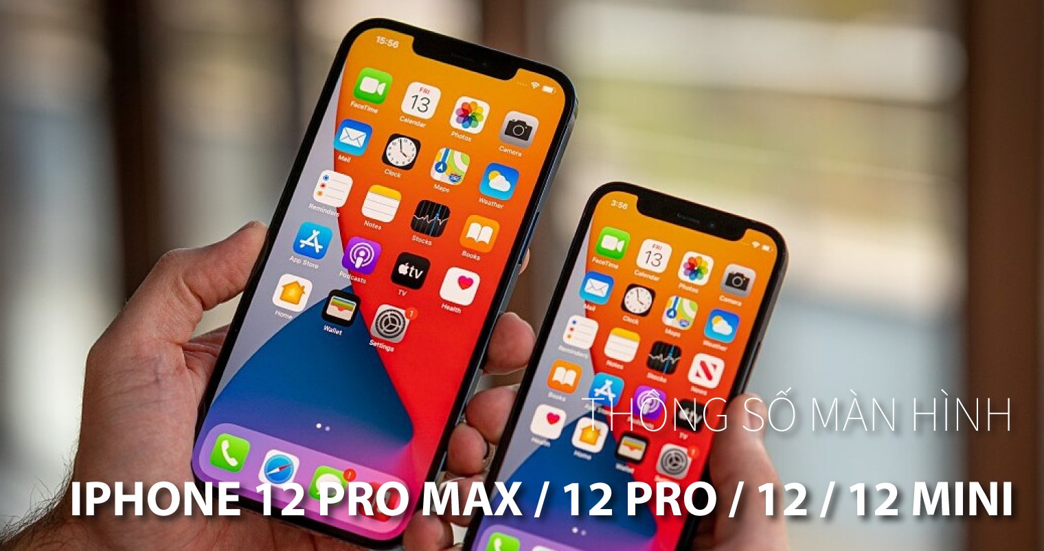 so sánh thông số màn hình iPhone 12 Pro Max / 12 Pro / 12 / 12 Mini