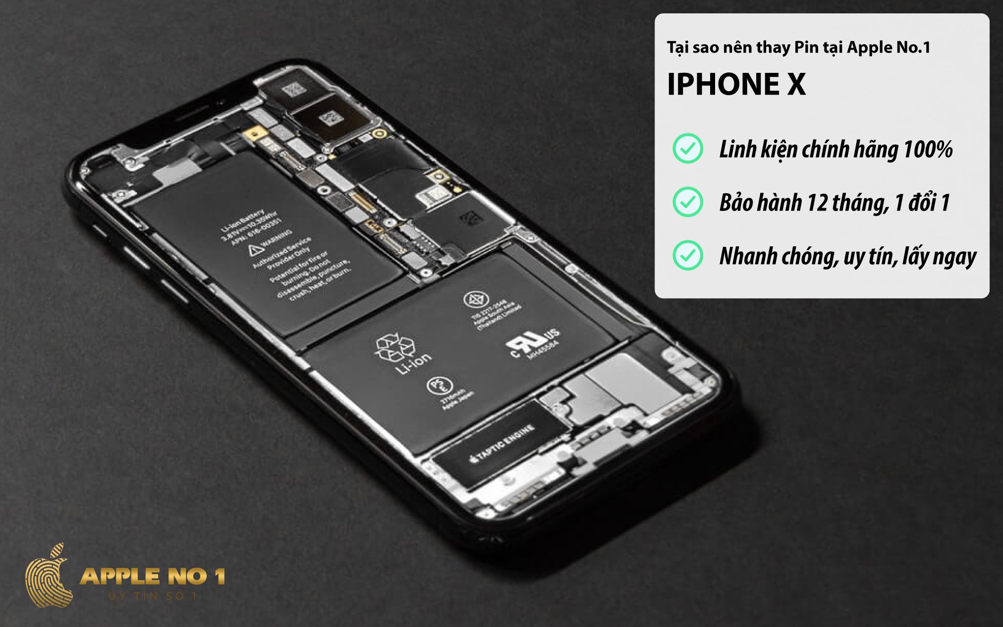 Thay pin iphone x chính hãng tại Apple No.1