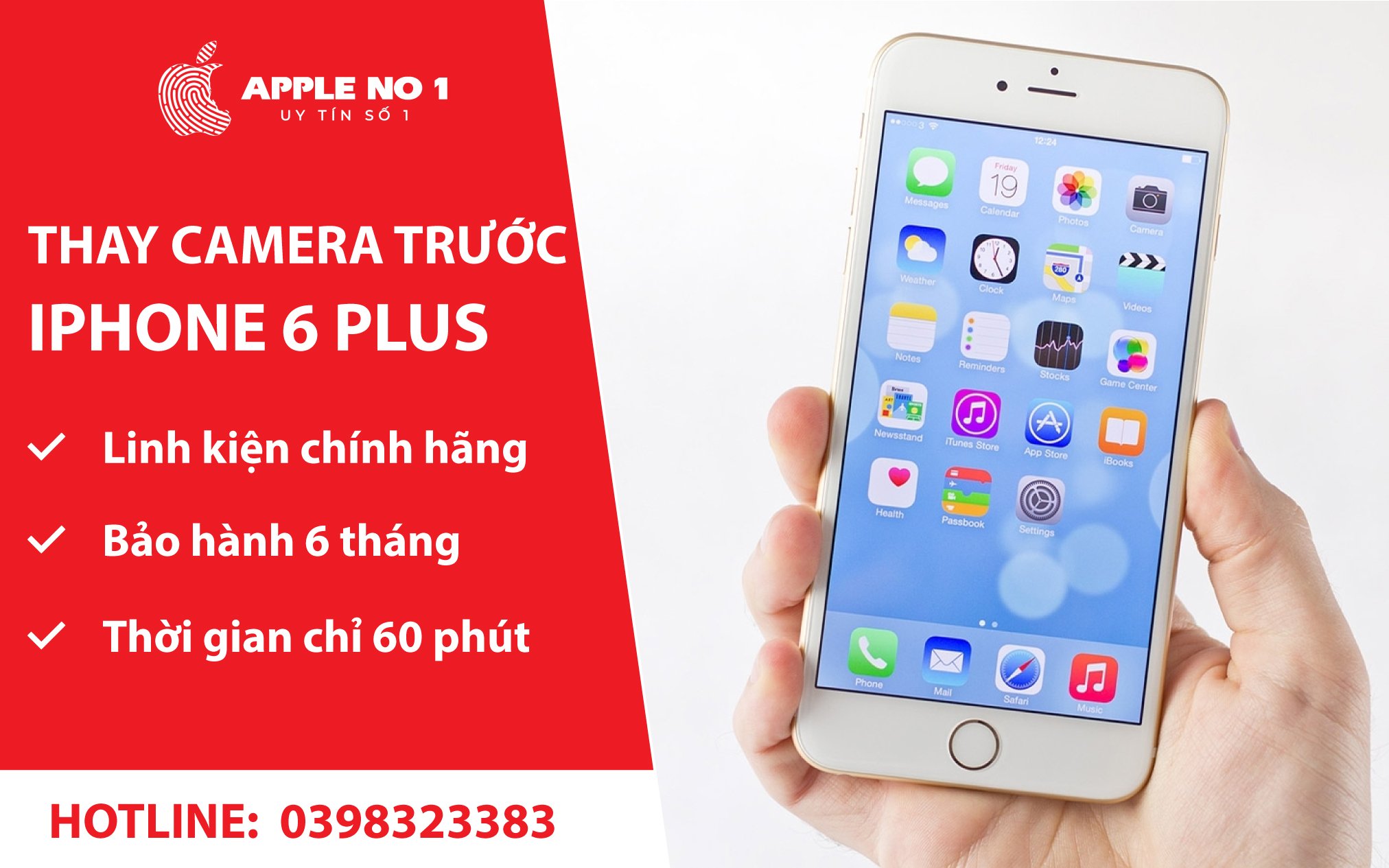 thay camera truoc iphone 6 plus chat luong tot nhat voi gia re, nhanh chong tai apple no.1