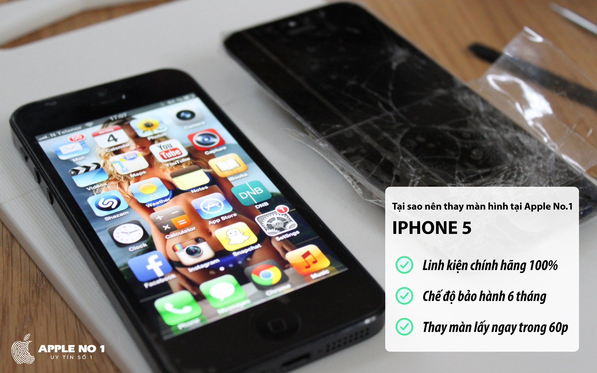 Thay màn hình iPhone 5 chính hãng, giá rẻ tại Apple No.1